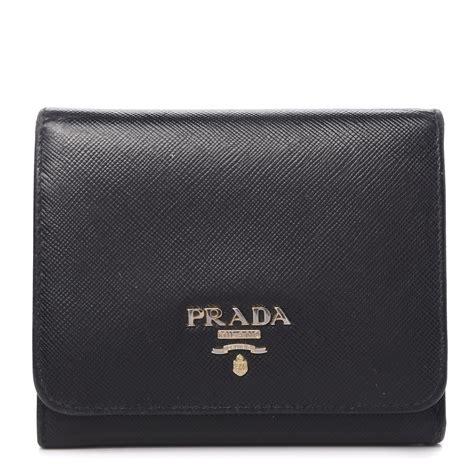 prada saffiano metal tri-fold wallet|authentic Prada wallet sale.